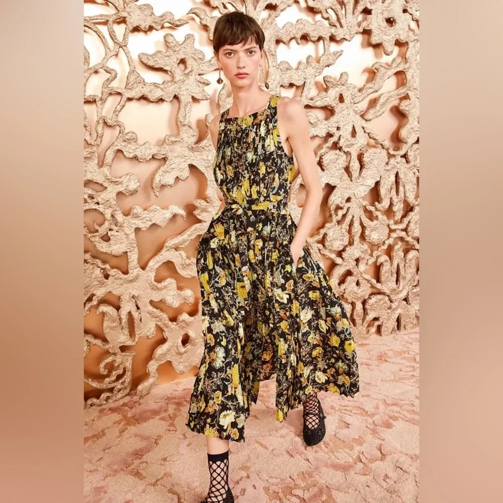 NWT $750 Ulla Johnson Annabeth Pleated Button Front Silk Dress